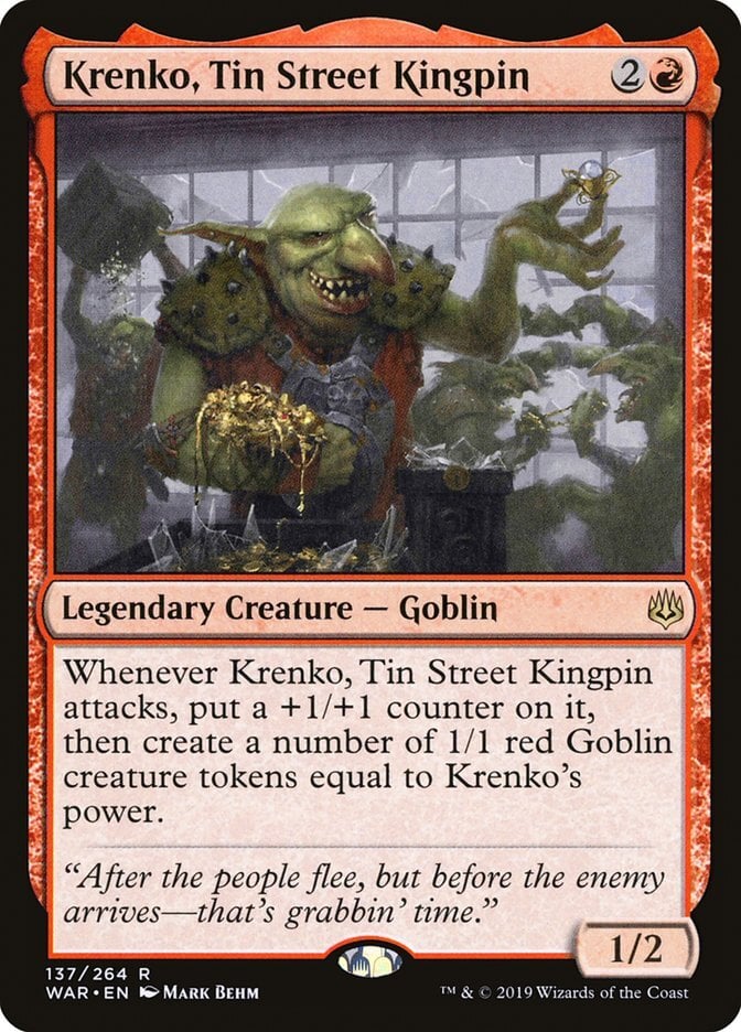 Krenko, Tin Street Kingpin - War of the Spark-(137)-Foil